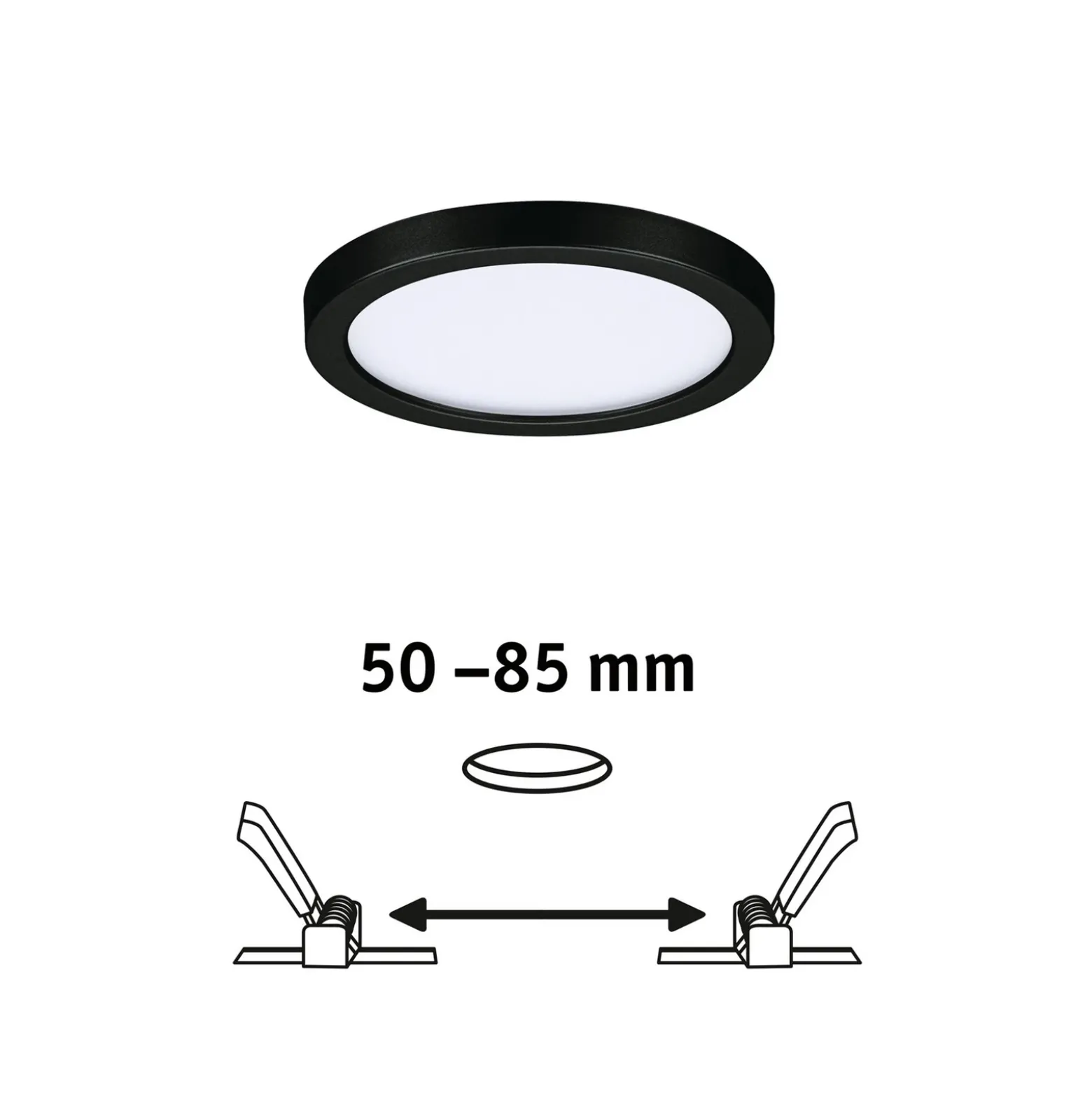 Paulmann Areo panel LED redondo negro 3000K Ø11,8cm
