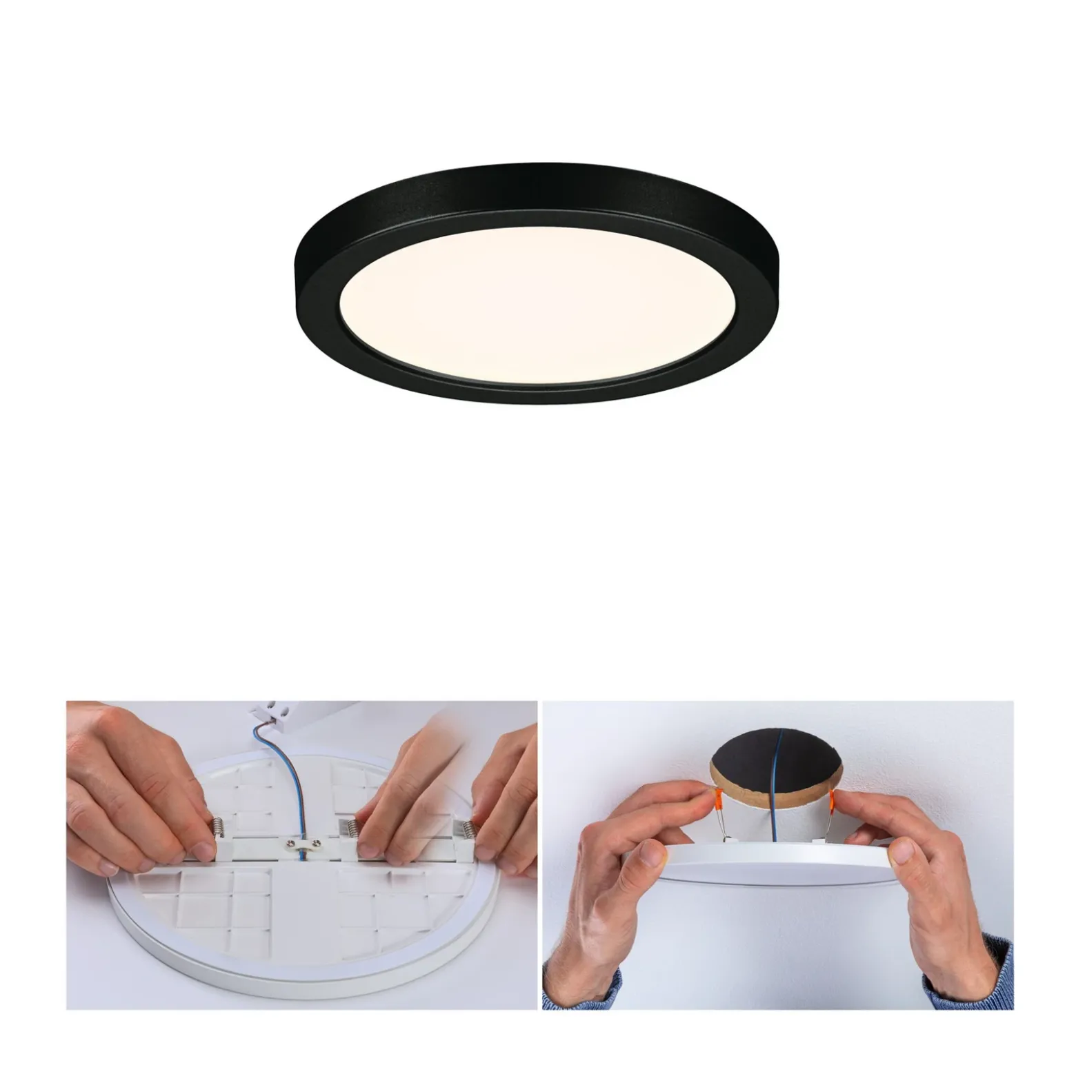 Paulmann Areo panel LED redondo negro 3000K Ø11,8cm