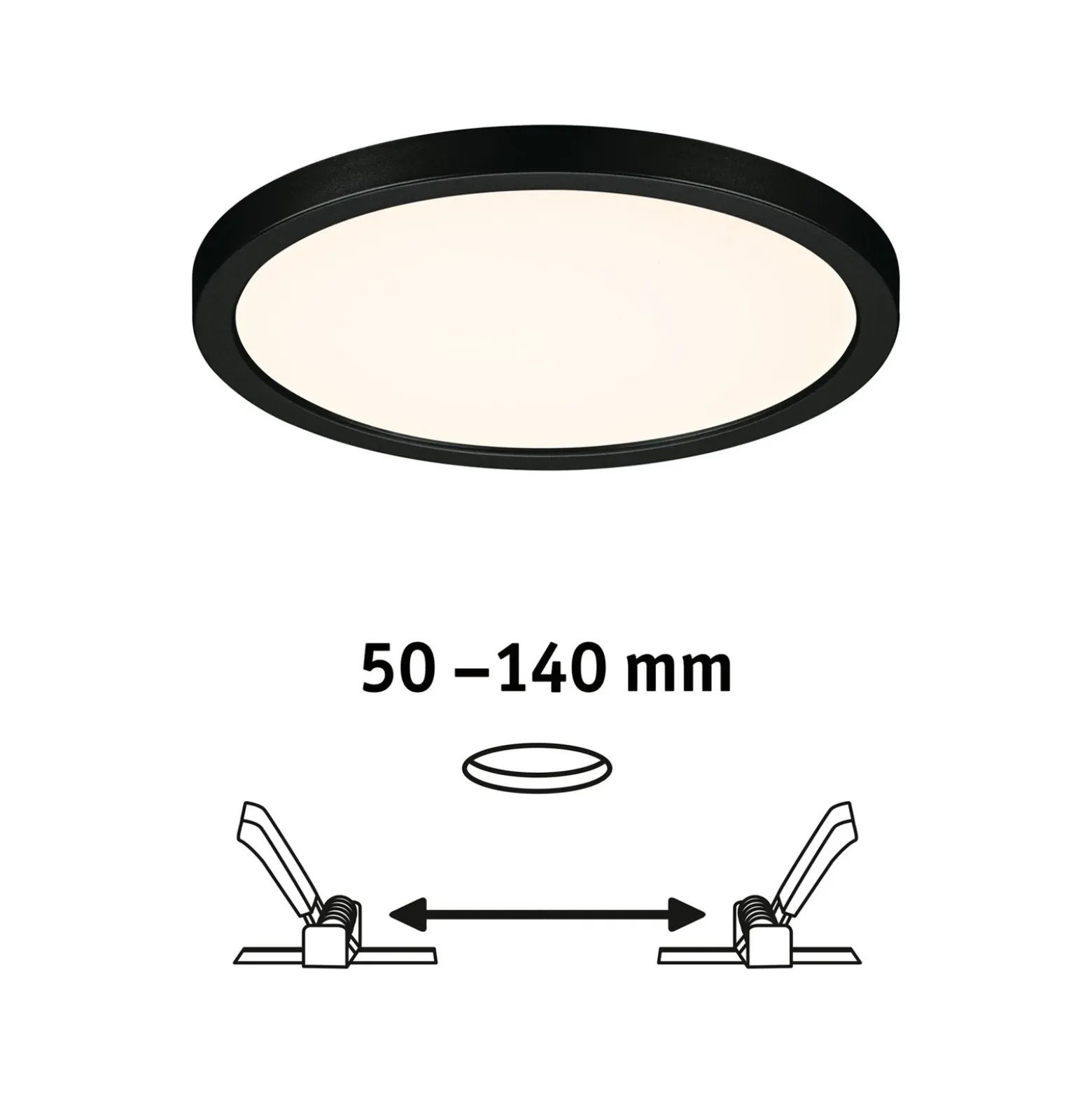 Paulmann Areo panel LED redondo negro 3000K Ø17,5cm