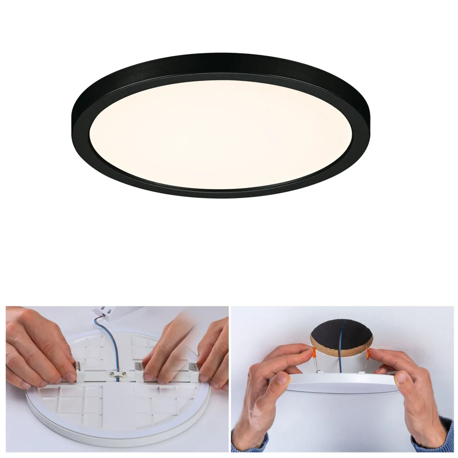 Paulmann Areo panel LED redondo negro 3000K Ø17,5cm