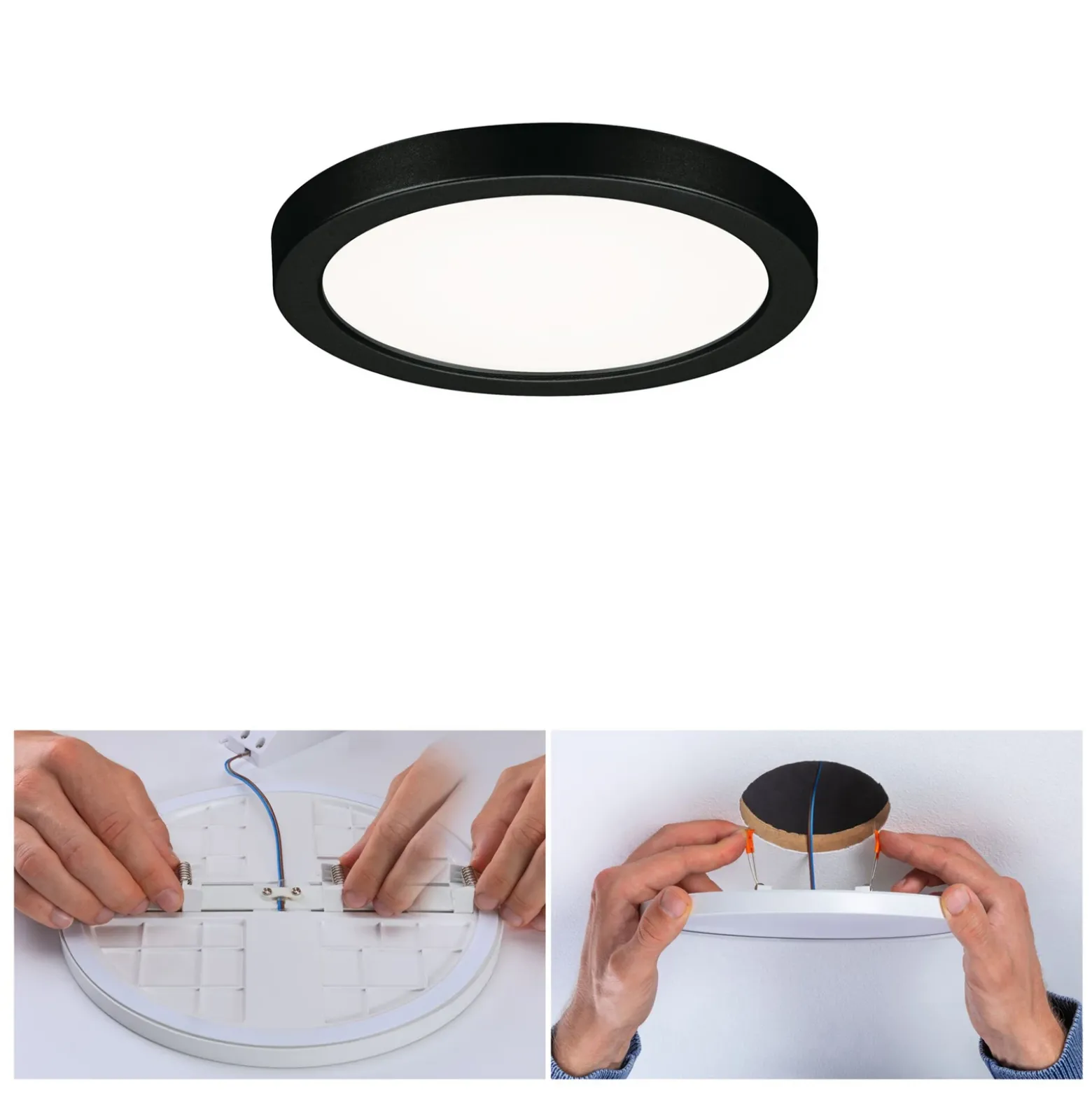 Paulmann Areo panel LED redondo negro 4000K Ø11,8cm