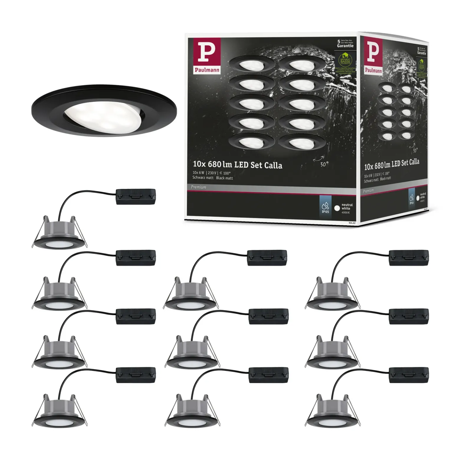 Paulmann Calla negro, con interruptor de encendido/apagado, orientable, 4000 K,