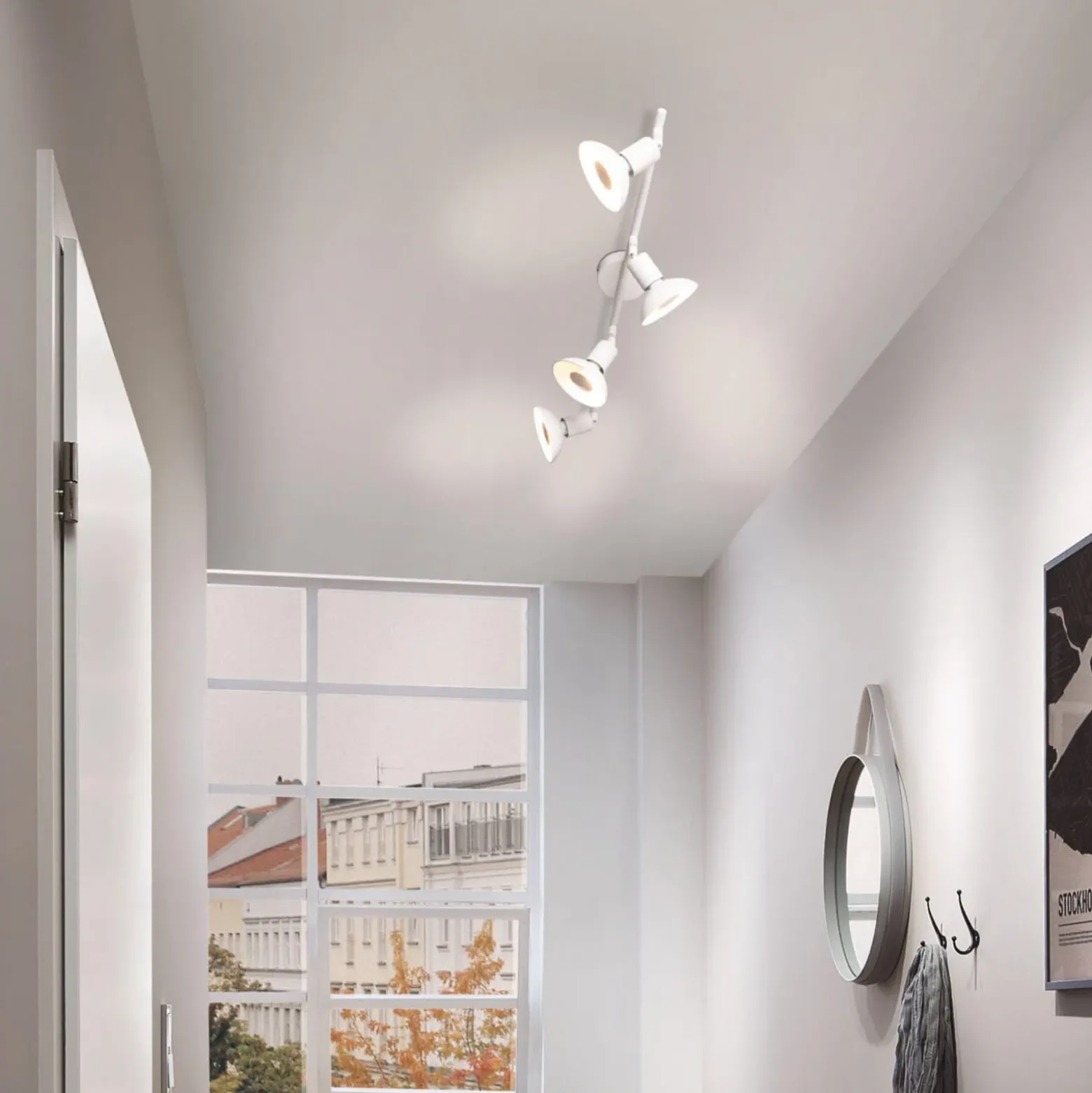 Paulmann Carolina foco de techo, blanco 4 luces