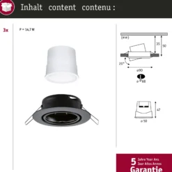 Paulmann Coin Base Foco empotrable LED negro 3 RGBW ZigBee