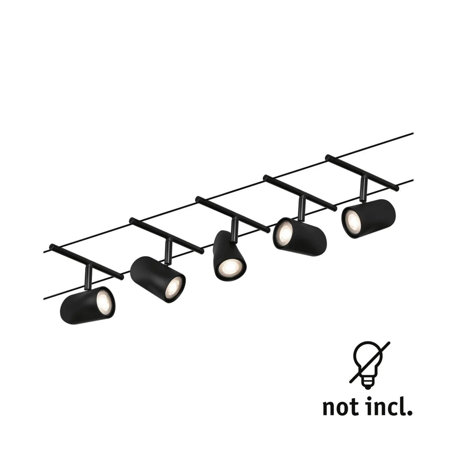 Paulmann Cup sobre cable básico 5 luces negro mate