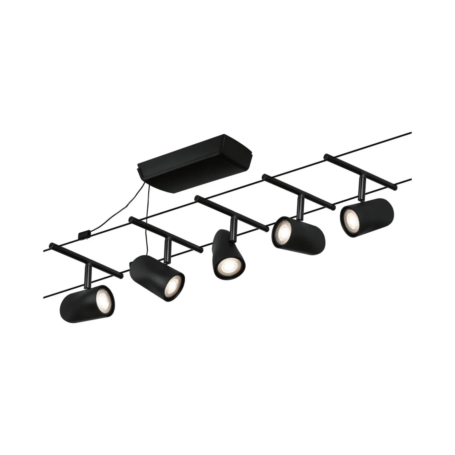 Paulmann Cup sobre cable básico 5 luces negro mate