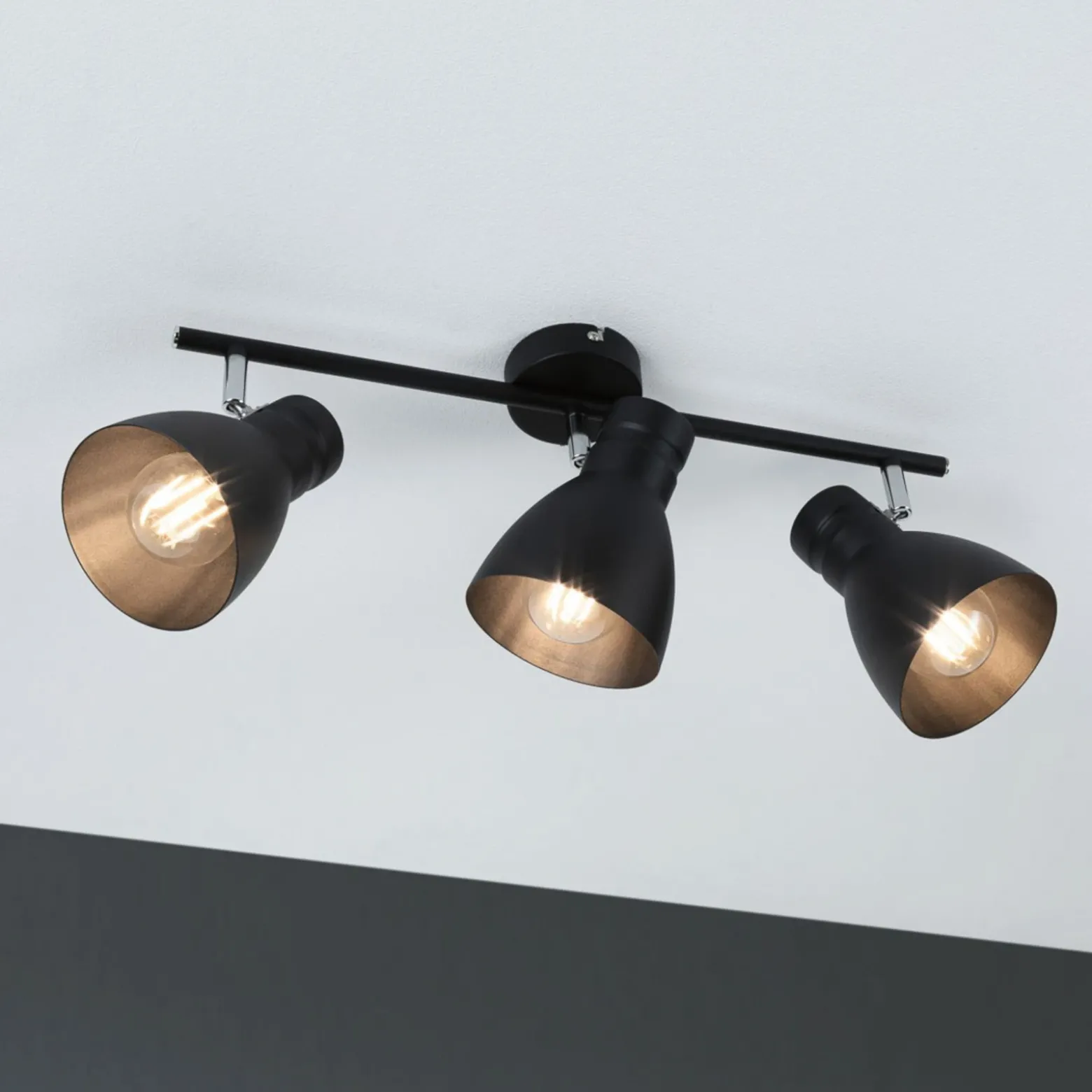Paulmann Davy plafón, negro, 3 luces