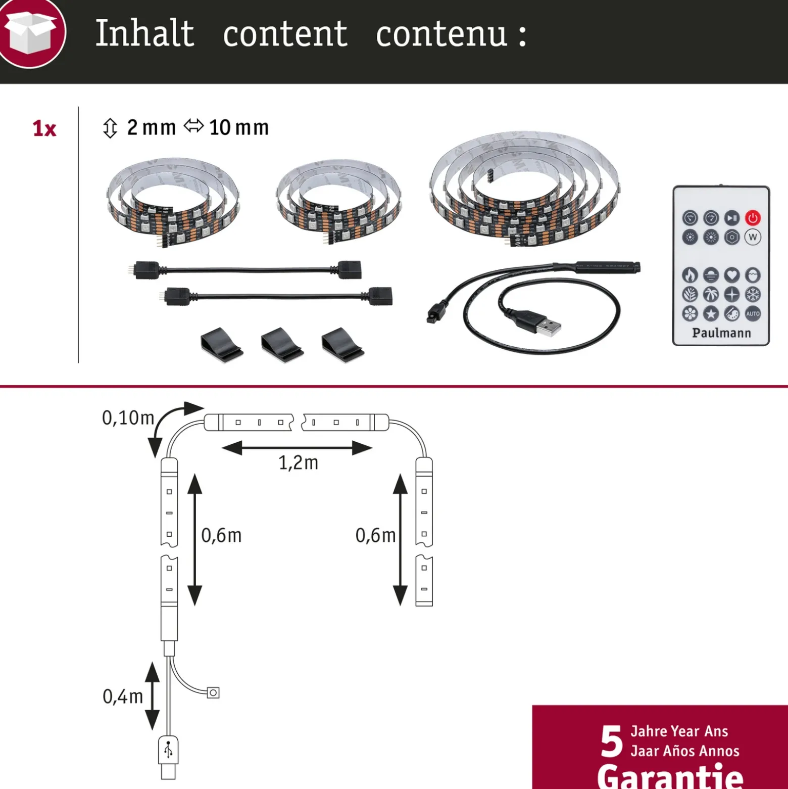 Paulmann EntertainLED LED-Strip RGB Set de TV de 65 pulgadas