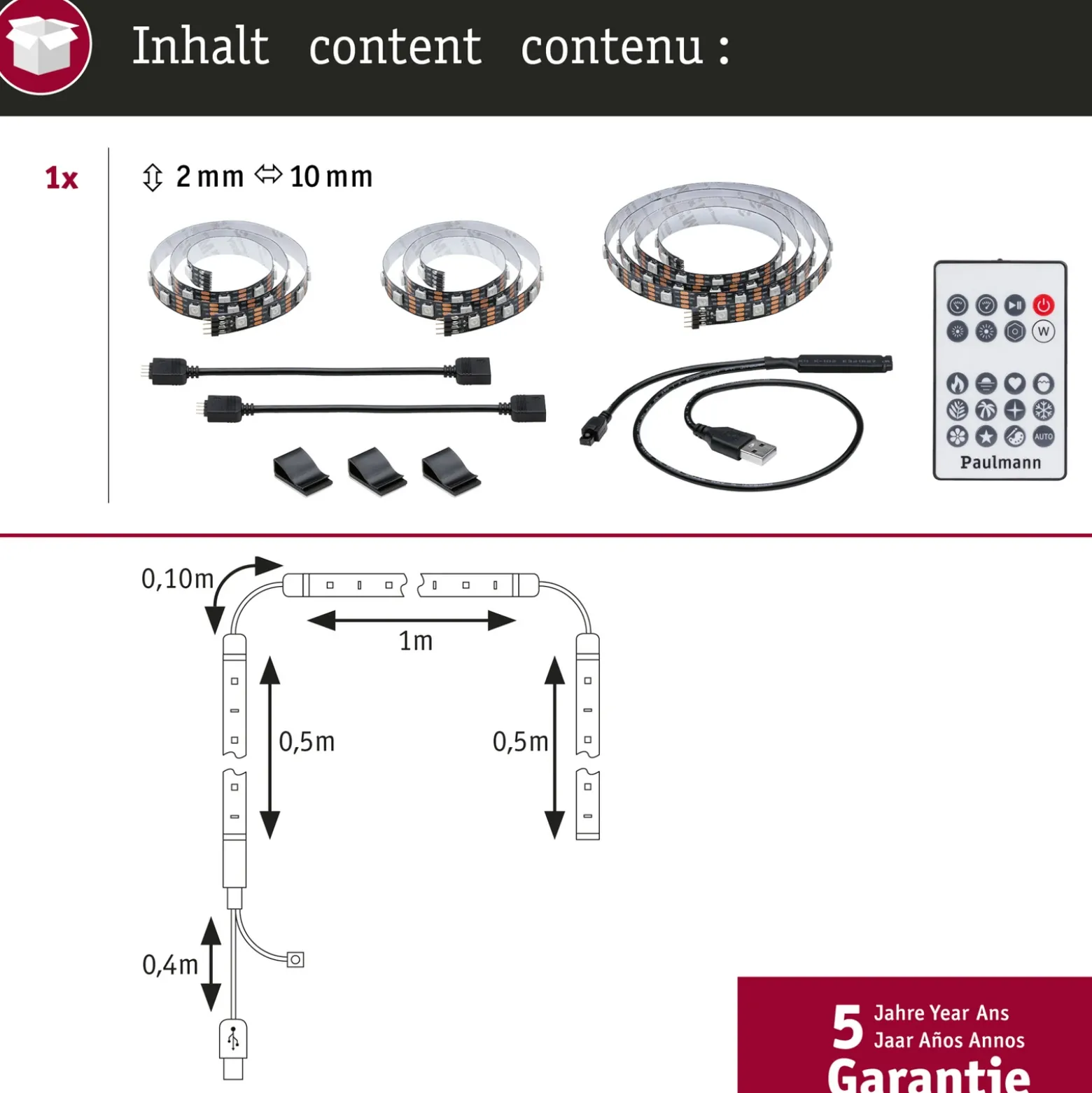 Paulmann EntertainLED LED-Strip RGB Set de TV de 55 pulgadas