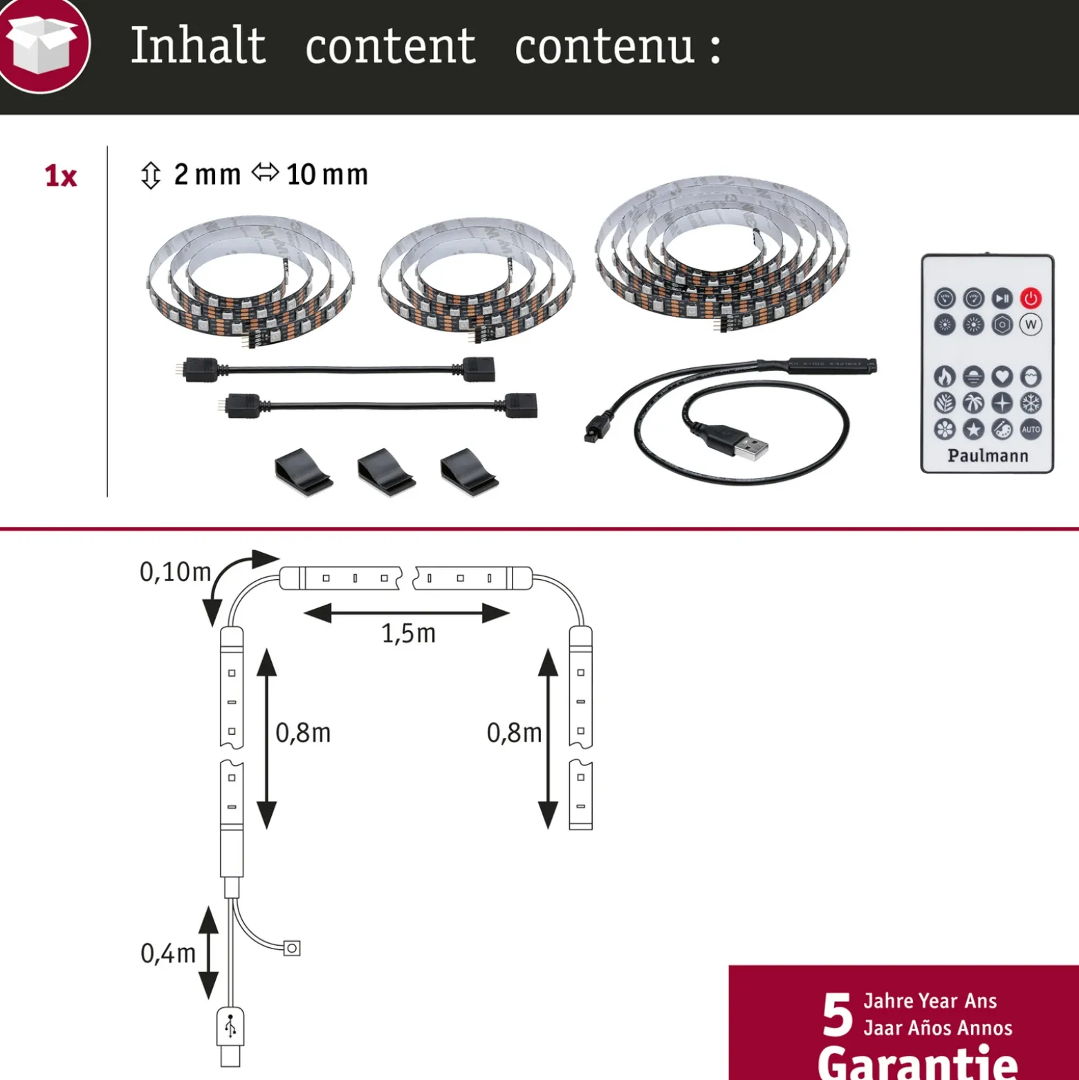 Paulmann EntertainLED LED-Strip RGB Set de TV de 75 pulgadas