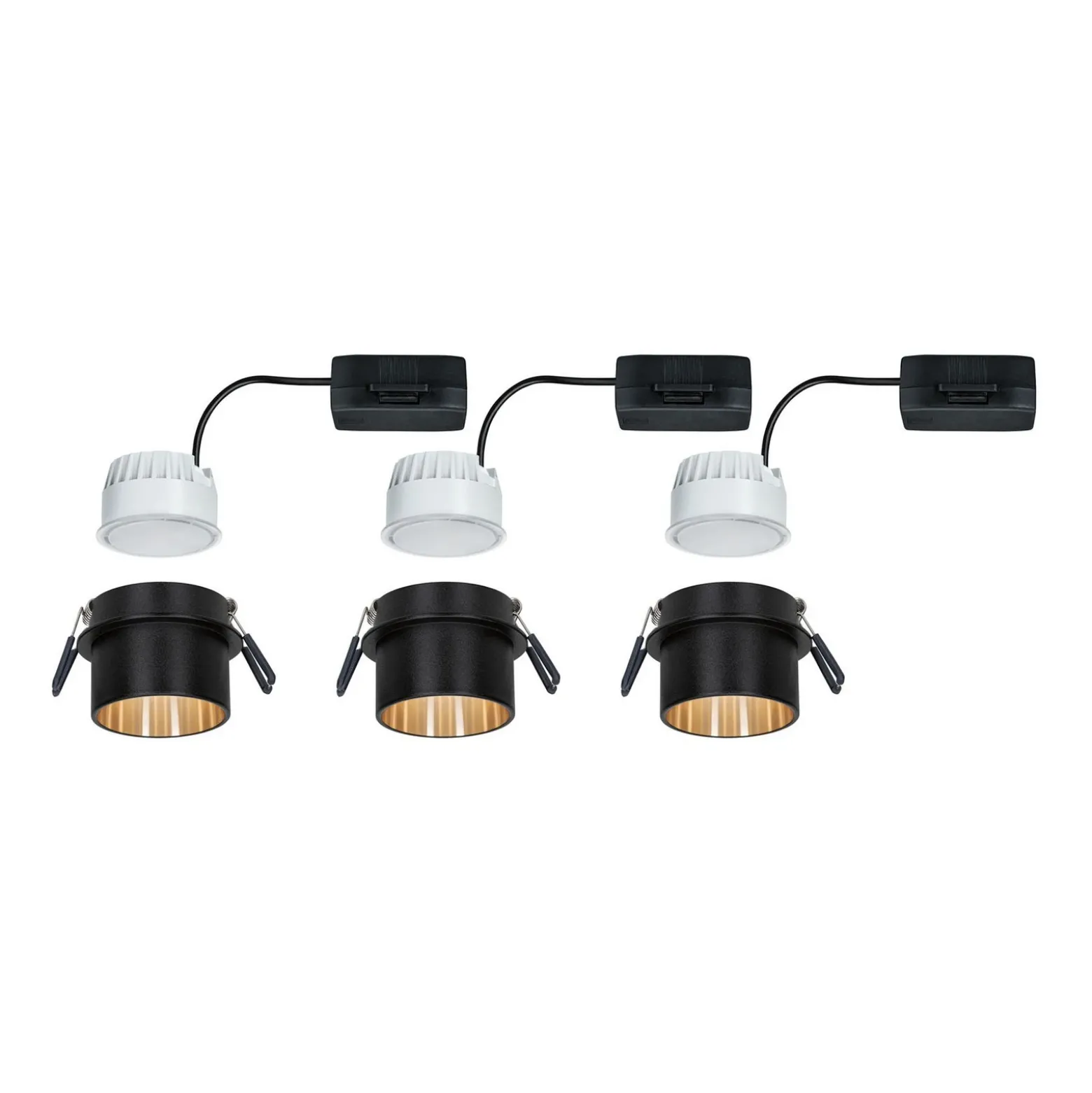 Paulmann Gil empotrado LED negro mate/oro set 3 ud