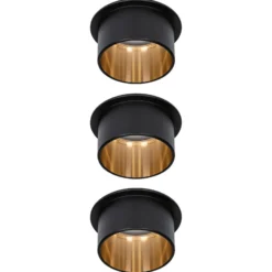 Paulmann Gil empotrado LED negro mate/oro set 3 ud