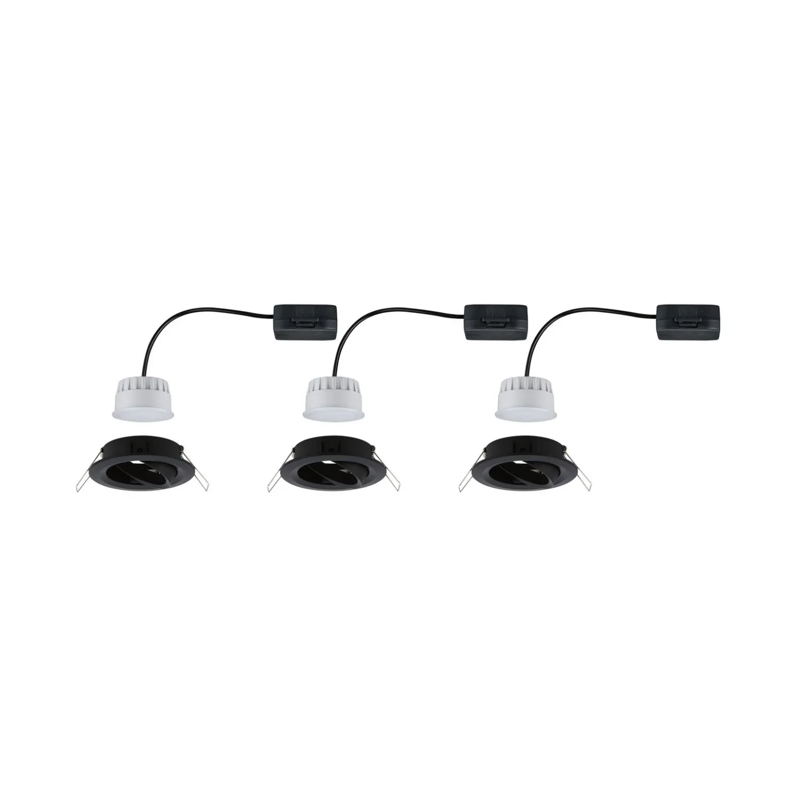 Paulmann, juego de 3 focos Nova Coin redondos orientables, negro mate
