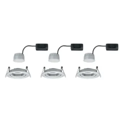 Paulmann, juego de 3 focos Nova Coin redondos orientables, aluminio torneado