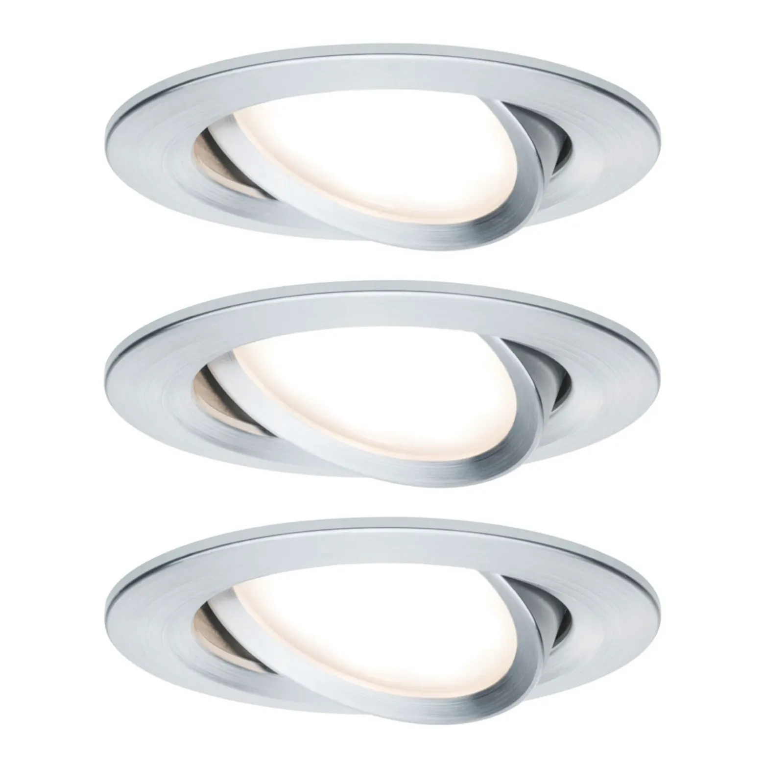 Paulmann, juego de 3 focos Nova Coin redondos orientables, aluminio torneado