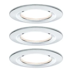Paulmann, juego de 3 focos Nova redondos fijos, cromados, IP44, GU10 atenuables
