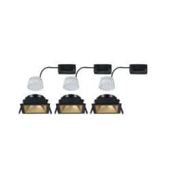 Paulmann LED empotrable Cole Coin negro/dorado, angular, IP44, atenuable, 3x