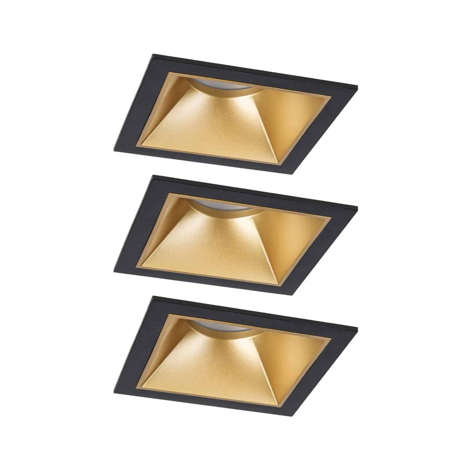 Paulmann LED empotrable Cole Coin negro/dorado, angular, IP44, atenuable, 3x