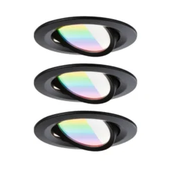Paulmann LED empotrable Nova Coin Smart negro RGBW, juego de 3, 8,4 cm