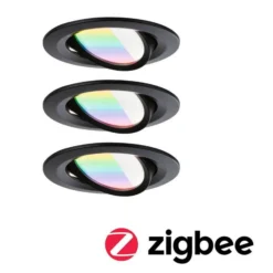 Paulmann LED empotrable Nova Coin Smart negro RGBW, juego de 3, 8,4 cm