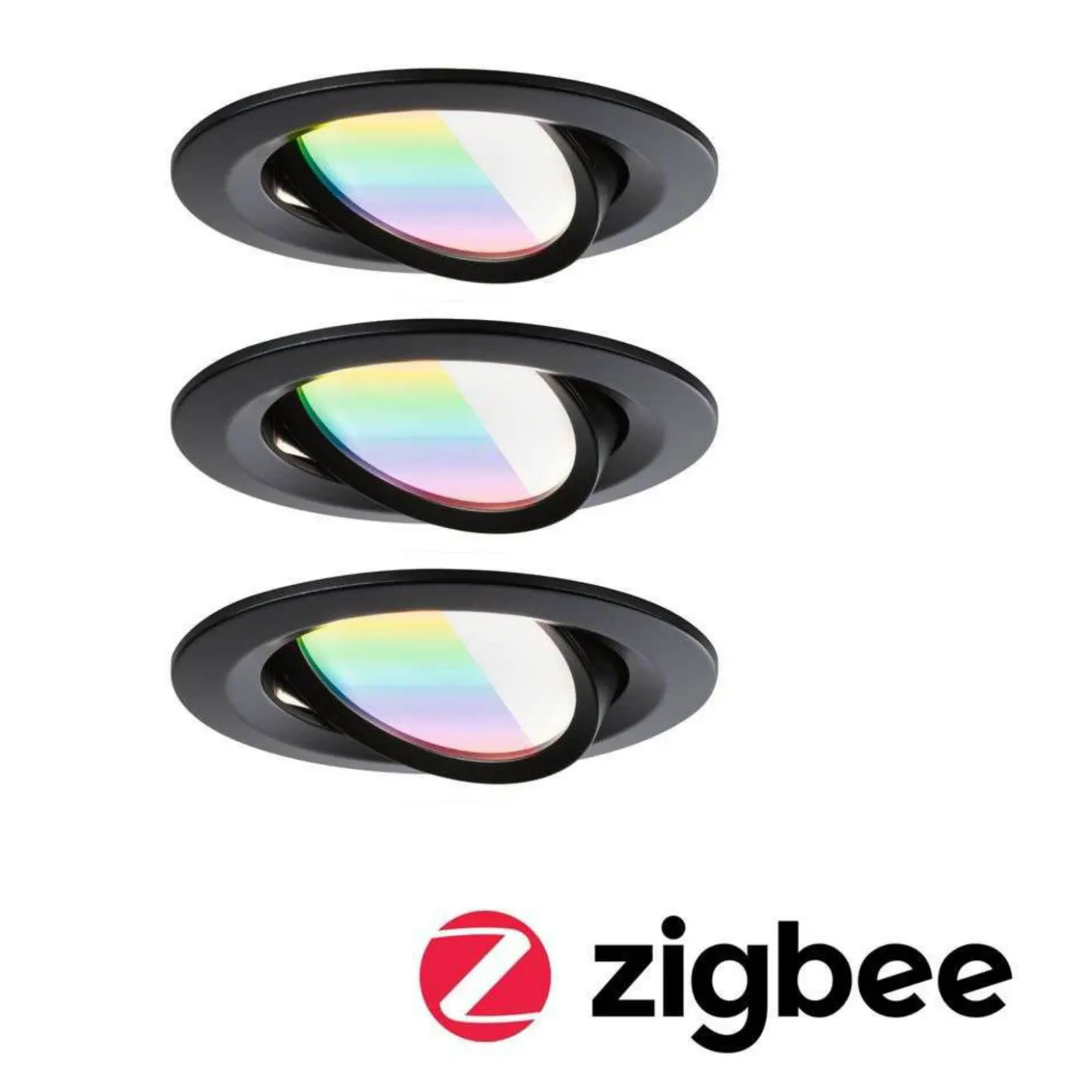 Paulmann LED empotrable Nova Coin Smart negro RGBW, juego de 3, 8,4 cm