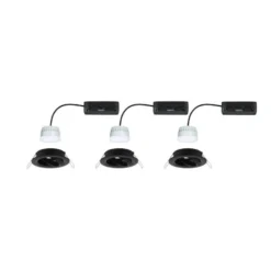Paulmann LED empotrable Nova Coin Smart negro RGBW, juego de 3, 8,4 cm