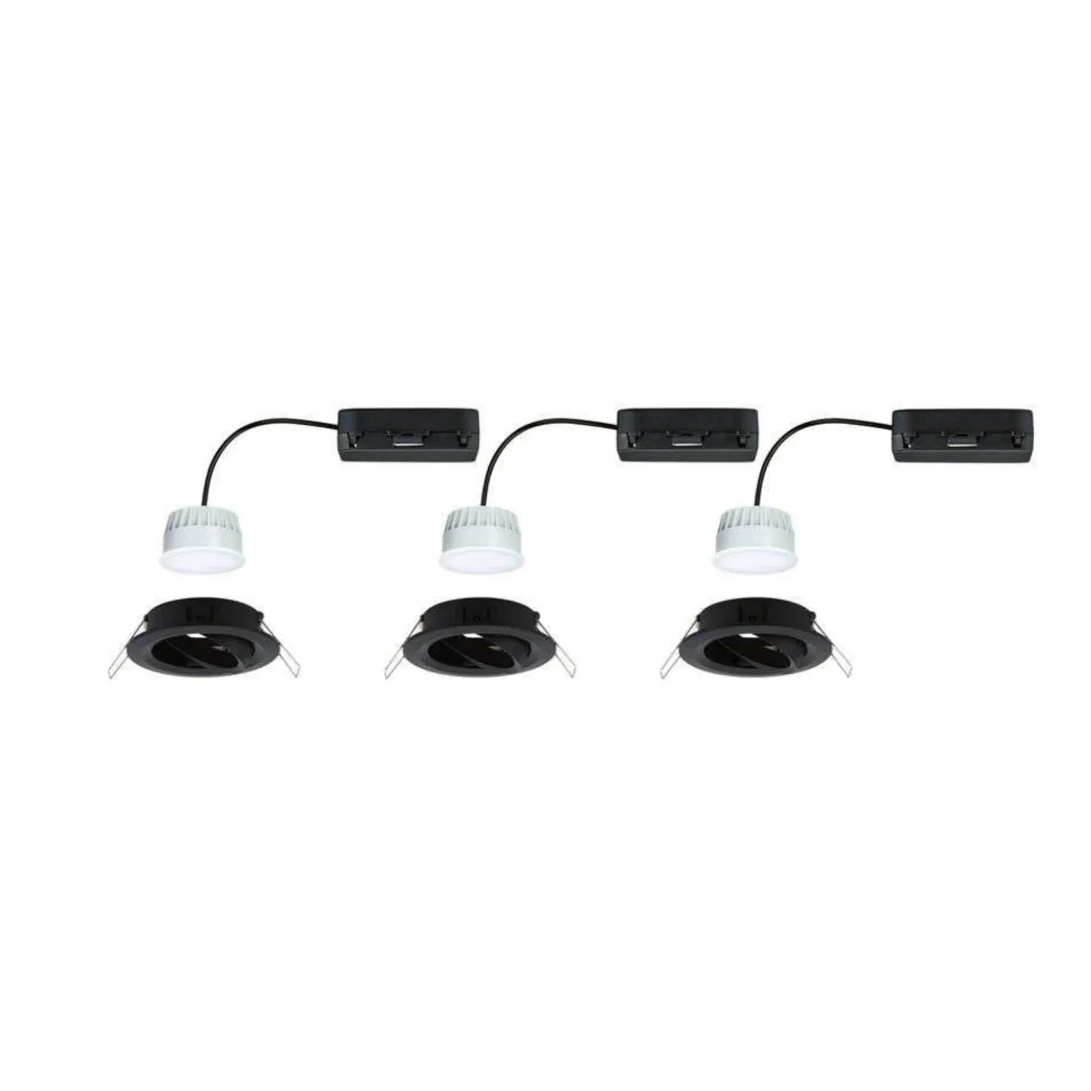 Paulmann LED empotrable Nova Coin Smart negro RGBW, juego de 3, 8,4 cm