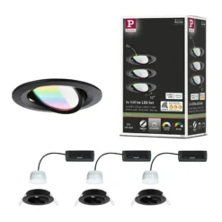 Paulmann LED empotrable Nova Coin Smart negro RGBW, juego de 3, 8,4 cm