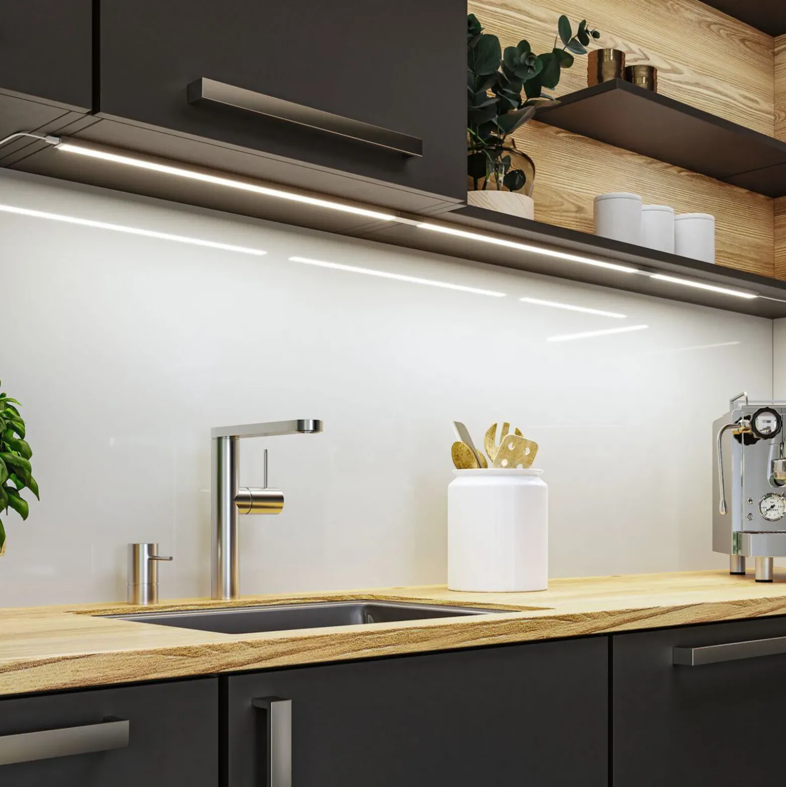 Paulmann lámpara bajo mueble Inline 2x ampliación cromada 55 cm 830