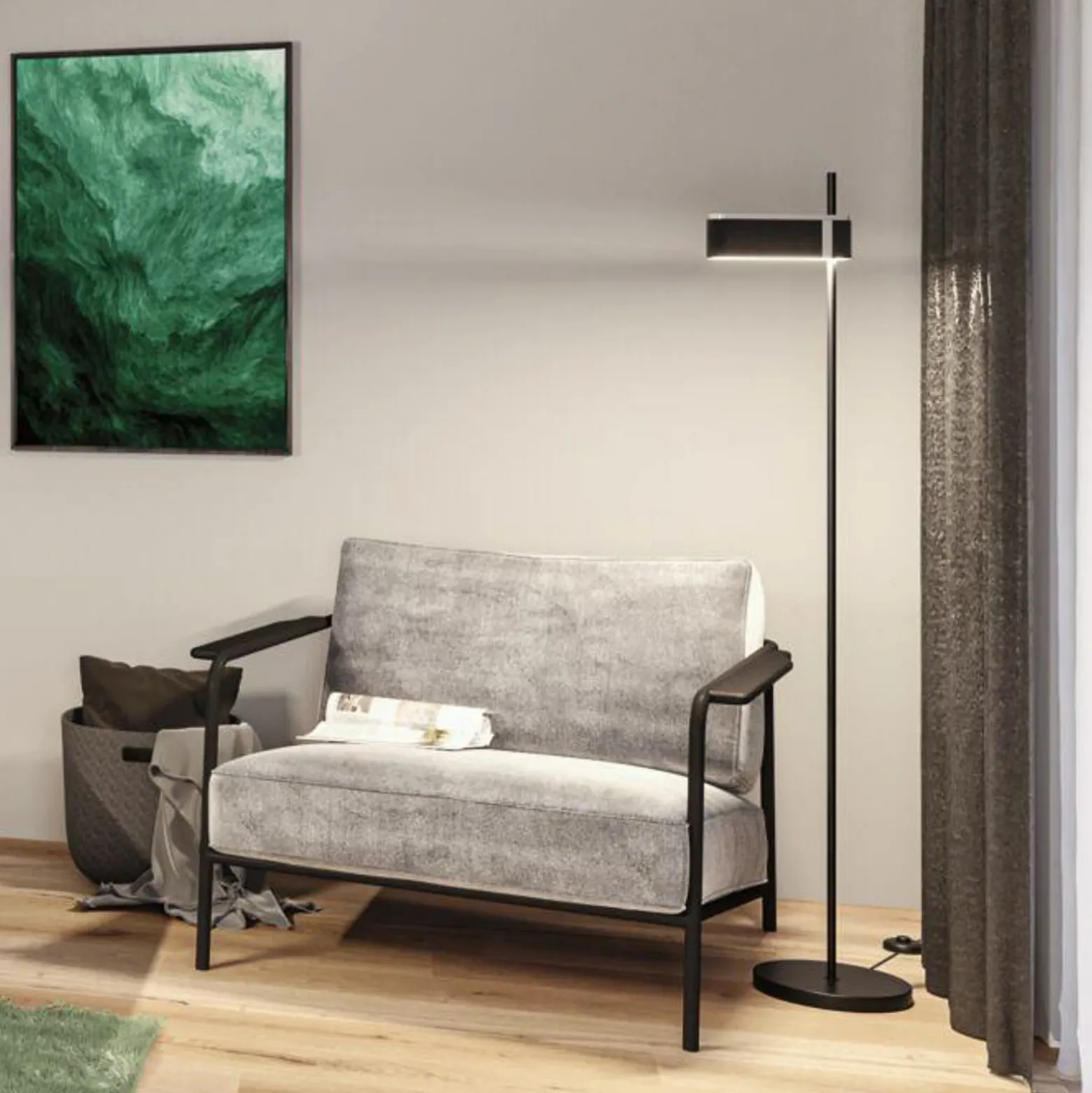 Paulmann lámpara de pie LED Jagun, antracita, fieltro, atenuable en 3