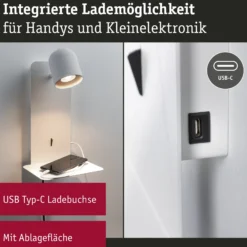 Paulmann Malena USB foco de pared estante, blanco