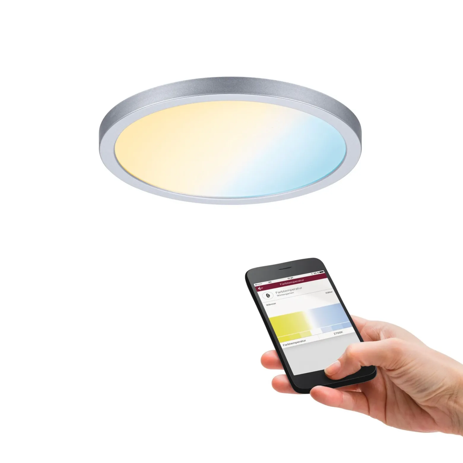 Paulmann panel LED Aero ZigBee redondo cromo 17,5