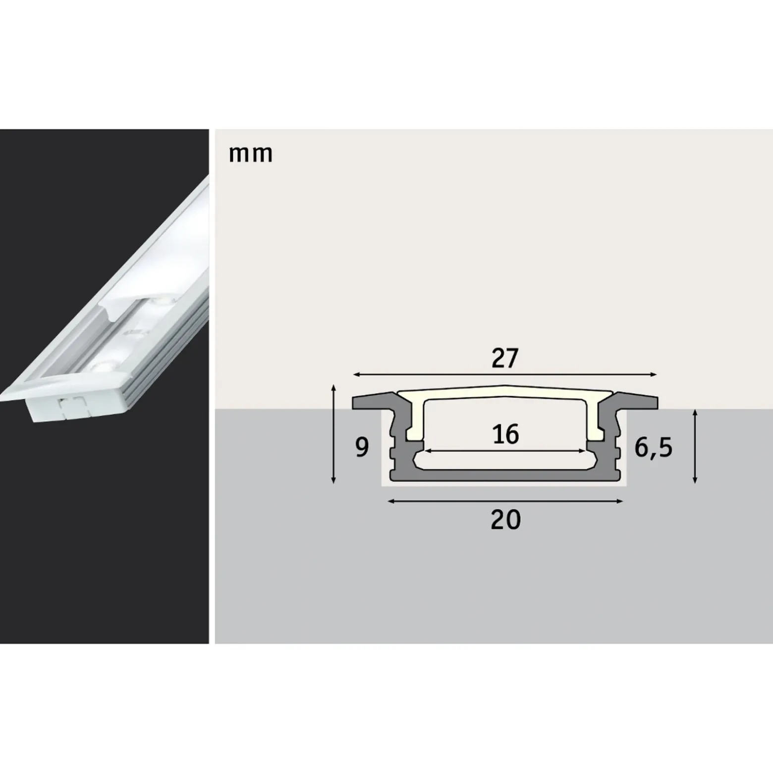 Paulmann Perfil empotrable FLOOR para tiras LED 1m