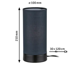 Paulmann Pia lámpara de mesa de tela, negro/gris
