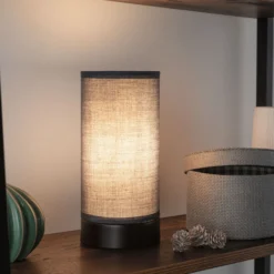 Paulmann Pia lámpara de mesa de tela, negro/gris