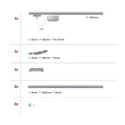 Paulmann URail Basisset, cromado, riel de 3 x 1 m, metal