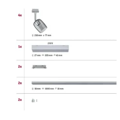 Paulmann URail Blossom set base cromo, vidrio humo