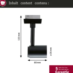 Paulmann URail foco de riel Runa, negro mate, GU10