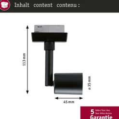 Paulmann URail foco de riel Salt, negro mate, GU10