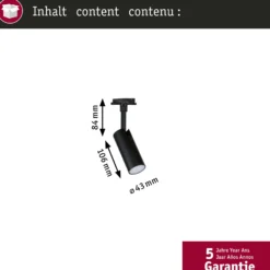 Paulmann URail-Foco Tubo, negro mate, CCT, no atenuable