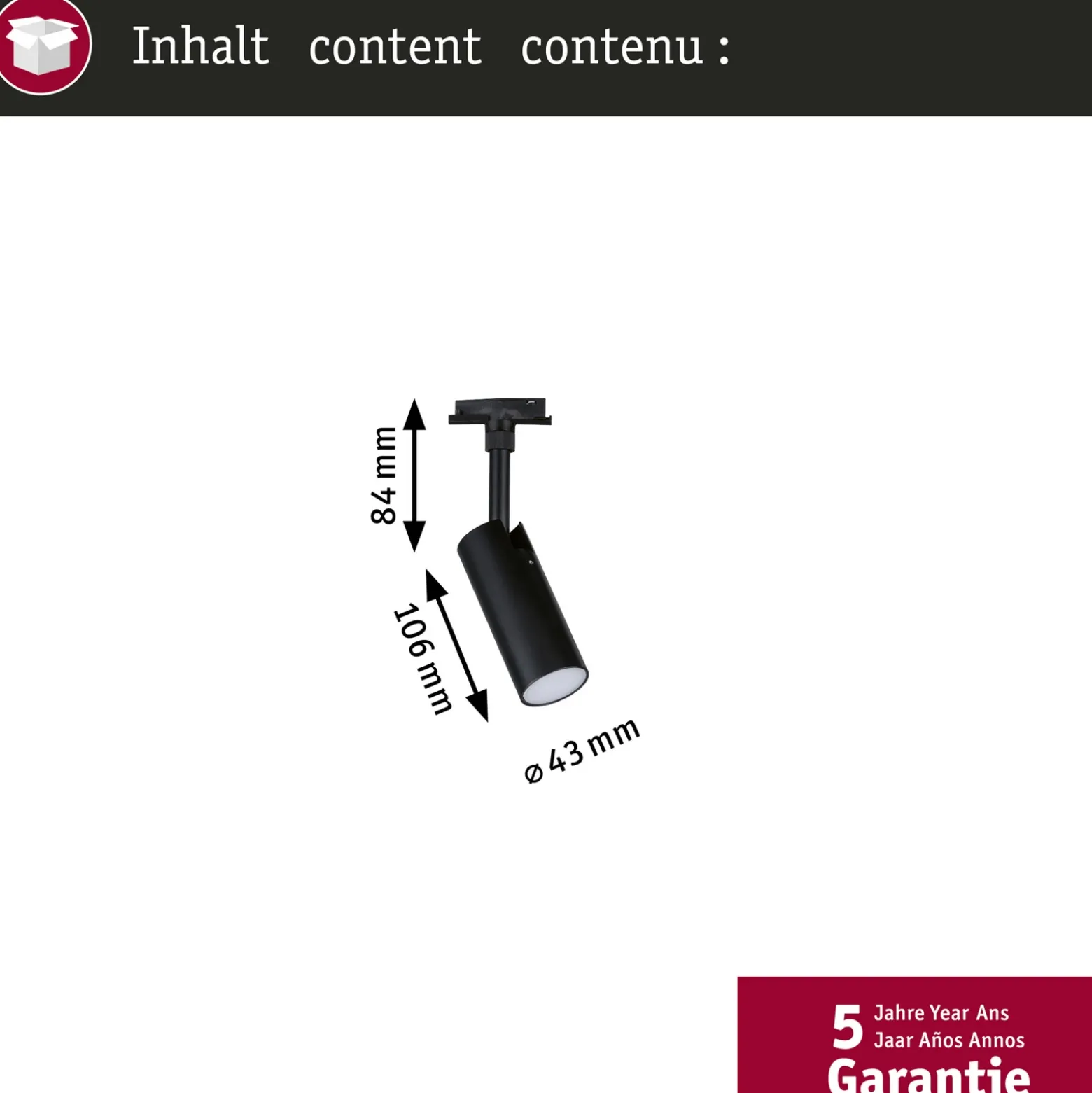 Paulmann URail-Foco Tubo, negro mate, CCT, no atenuable