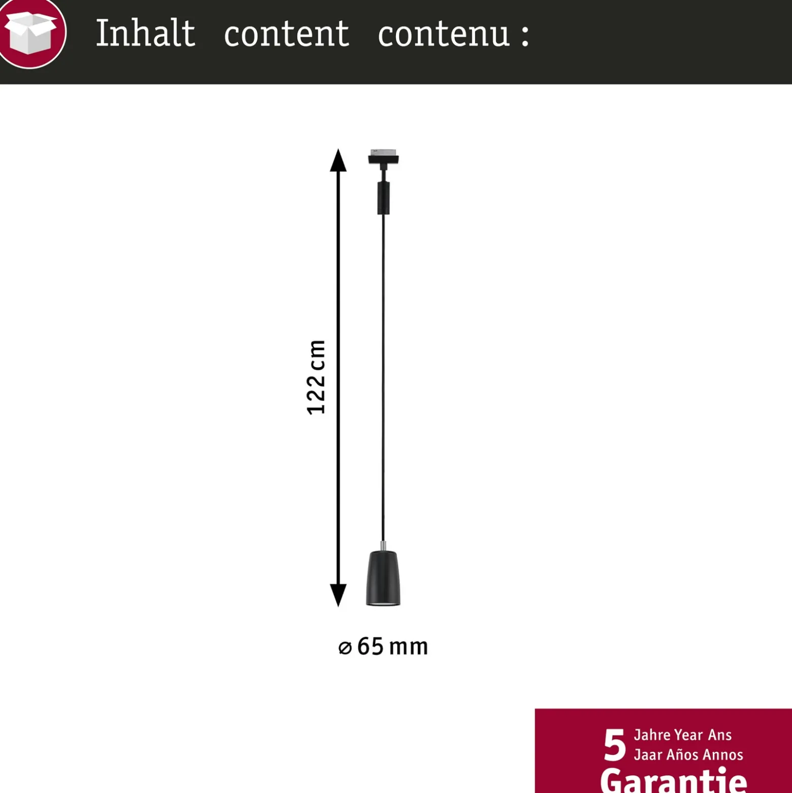 Paulmann URail-Lámpara colgante Cover, negro mate, GU10