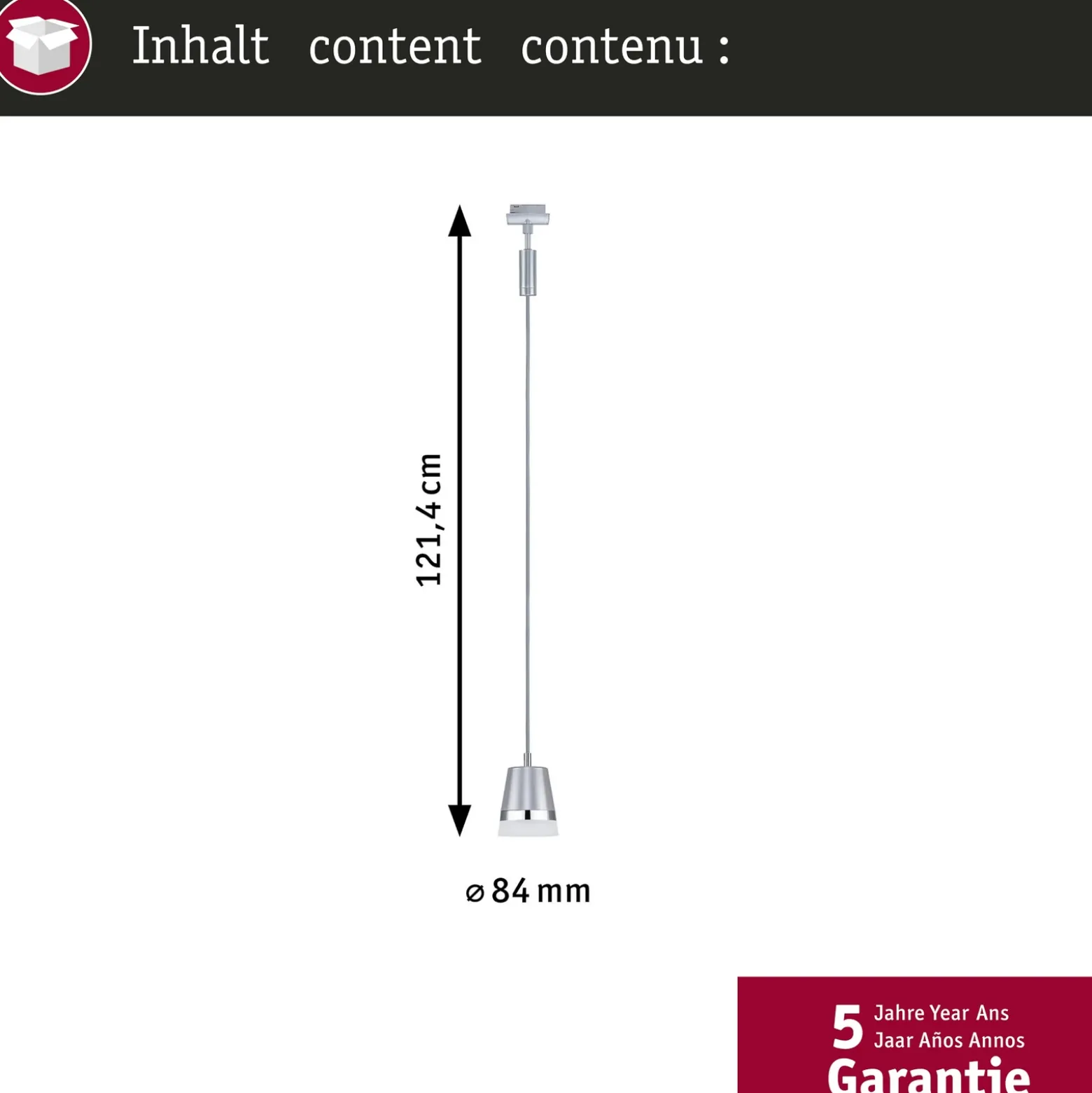 Paulmann URail lámpara colgante Cone, cromo mate, GU10