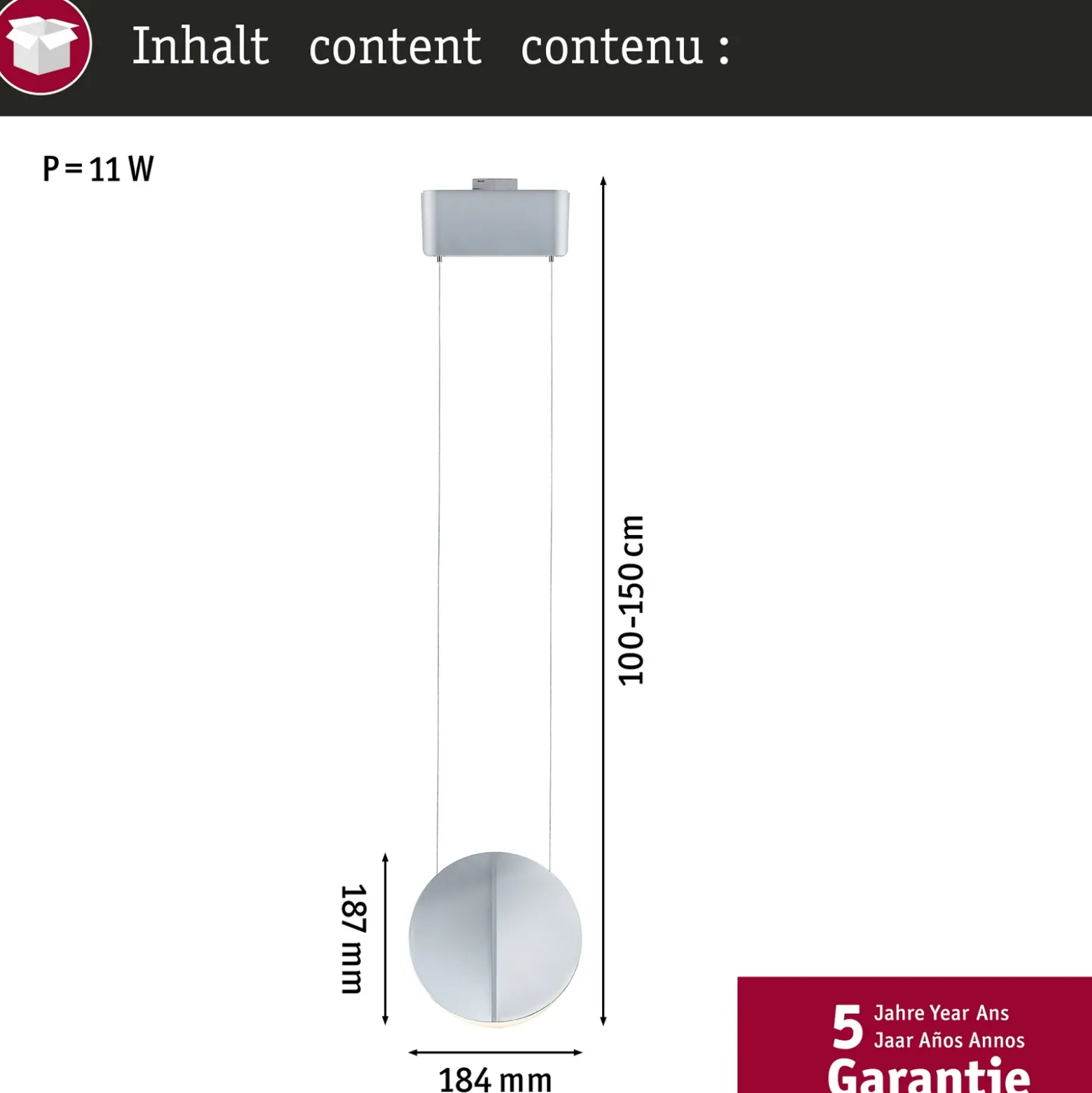 Paulmann URail-Pendel Alejandro cromado 3.000 K 3-Step-atenuable