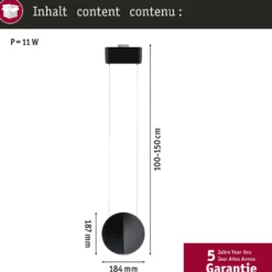 Paulmann URail-Pendel Alejandro negro 4.000 K 3-Step-atenuable