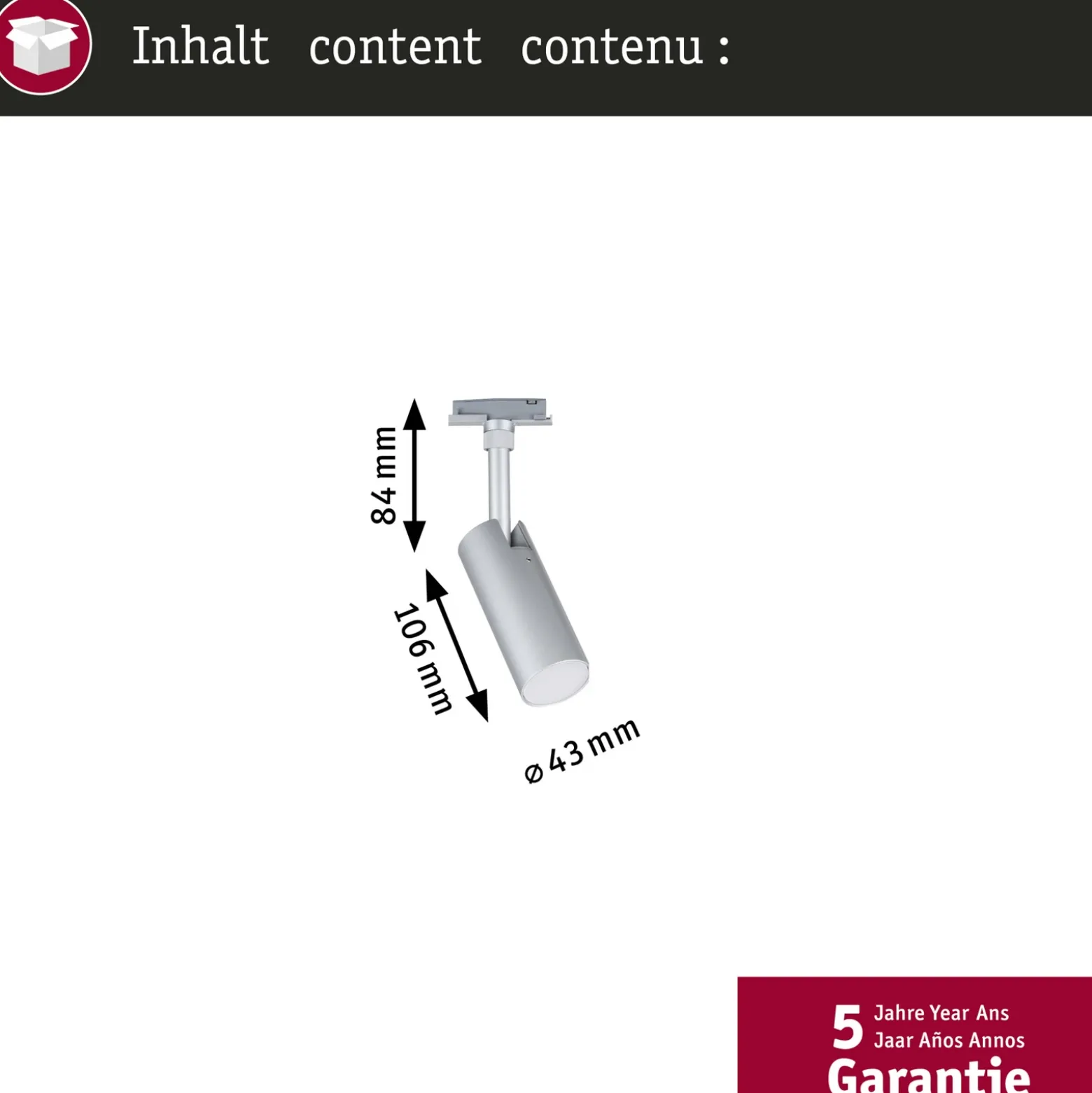 Paulmann URail-Spot Tubo, cromo mate, regulador de 3 niveles, CCT