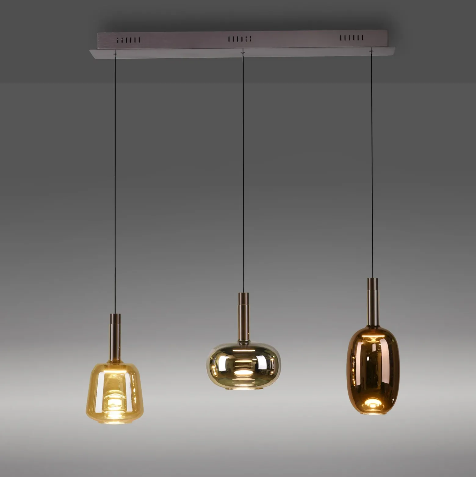 Paul Neuhaus, Irides lámpara colgante LED, longitud 90 cm, color, vidrio