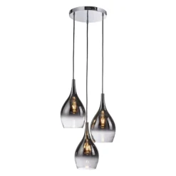Paul Neuhaus lámpara colgante Pilua, gris humo, cristal, 30cm, 3 luces.