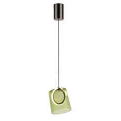 Paul Neuhaus lámpara colgante LED Zula, verde, Ø 15 cm, cristal
