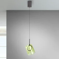 Paul Neuhaus lámpara colgante LED Zula, verde, Ø 15 cm, cristal